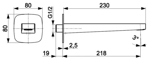 KFA Armatura 836-007-61 - Bocca di erogazione per installazione da incasso MALAGA grigio opaco