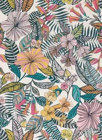 Matthew Williamson Carta da parati Valldemossa - Cerise/ Coral/ Turquoise