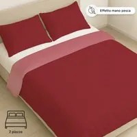 Parure copripiumino matrimoniale in microfibra mano pesca bordeaux
