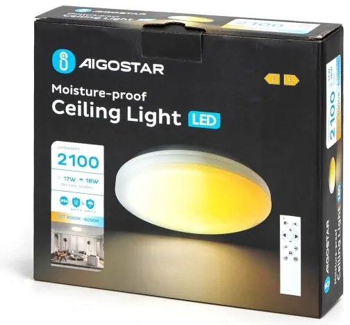 Aigostar - Plafoniera LED da bagno LED/18W/230V 3000-6000K IP54 + +TC