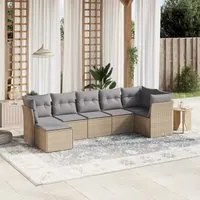 Set Divano da Giardino 7 pz con Cuscini Beige Misto Polyrattan 3263195