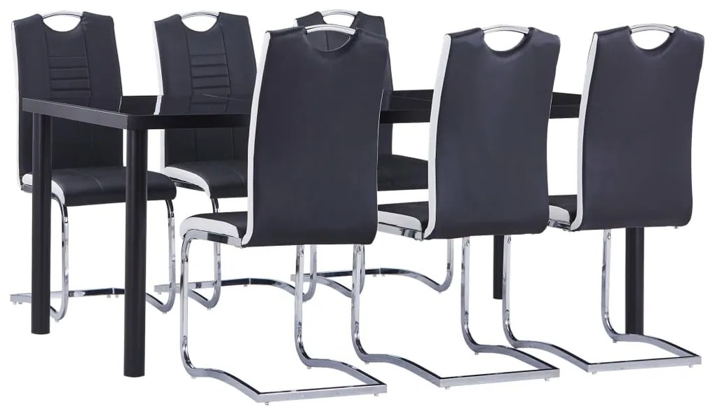 Set Sala Da Pranzo 7 Pz İn Similpelle Nero /