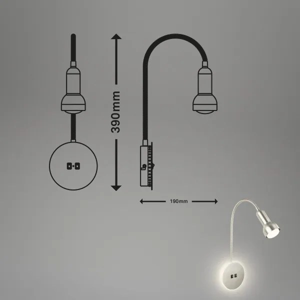 Briloner 2178012 - LED Lampada flessibile da muro 1xE14/10W/230V + LED/3W cromo