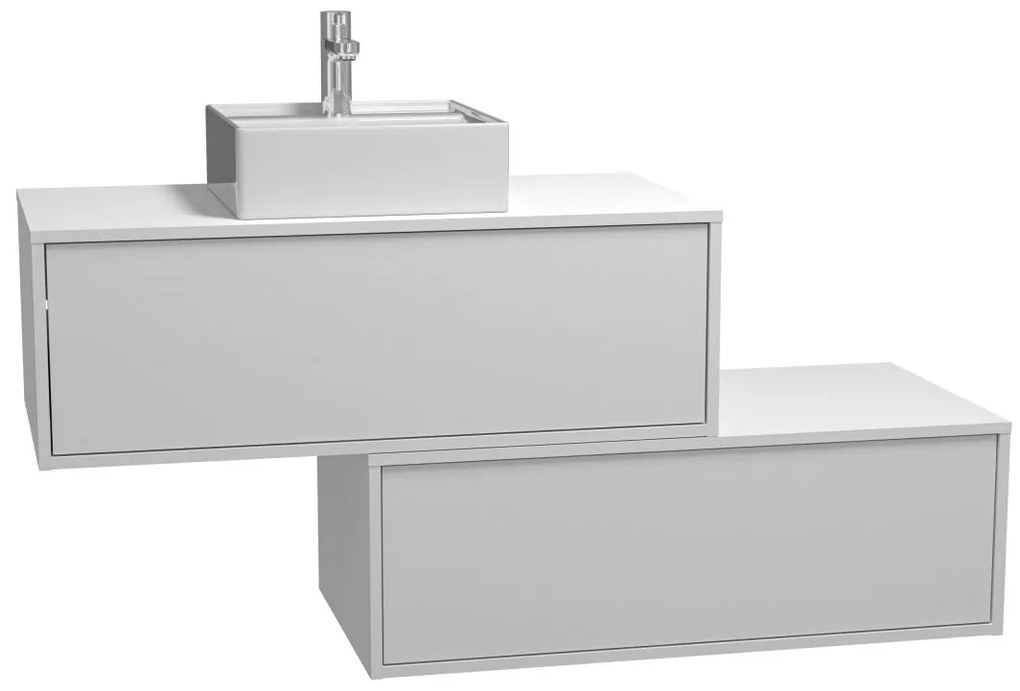 Mobile per bagno sospeso con lavabo singolo e due cassetti 94 cm Bianco - TEANA II