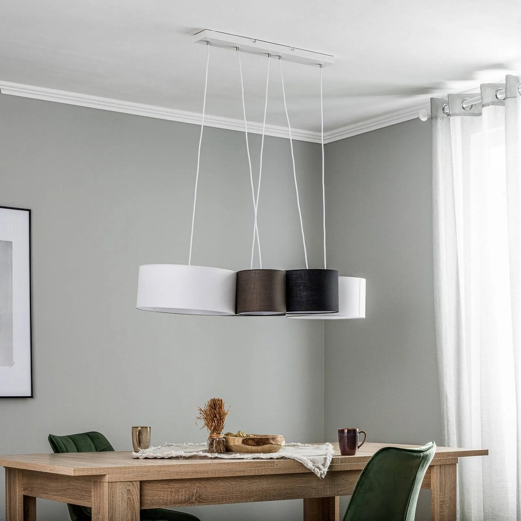 Lindby Vironi sospens 5 luci, nero, grigio, bianco