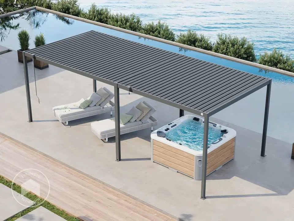 PRIMEYARD Pergola 3x6,5m, tetto lamellare, antracite - (GFPV01110)