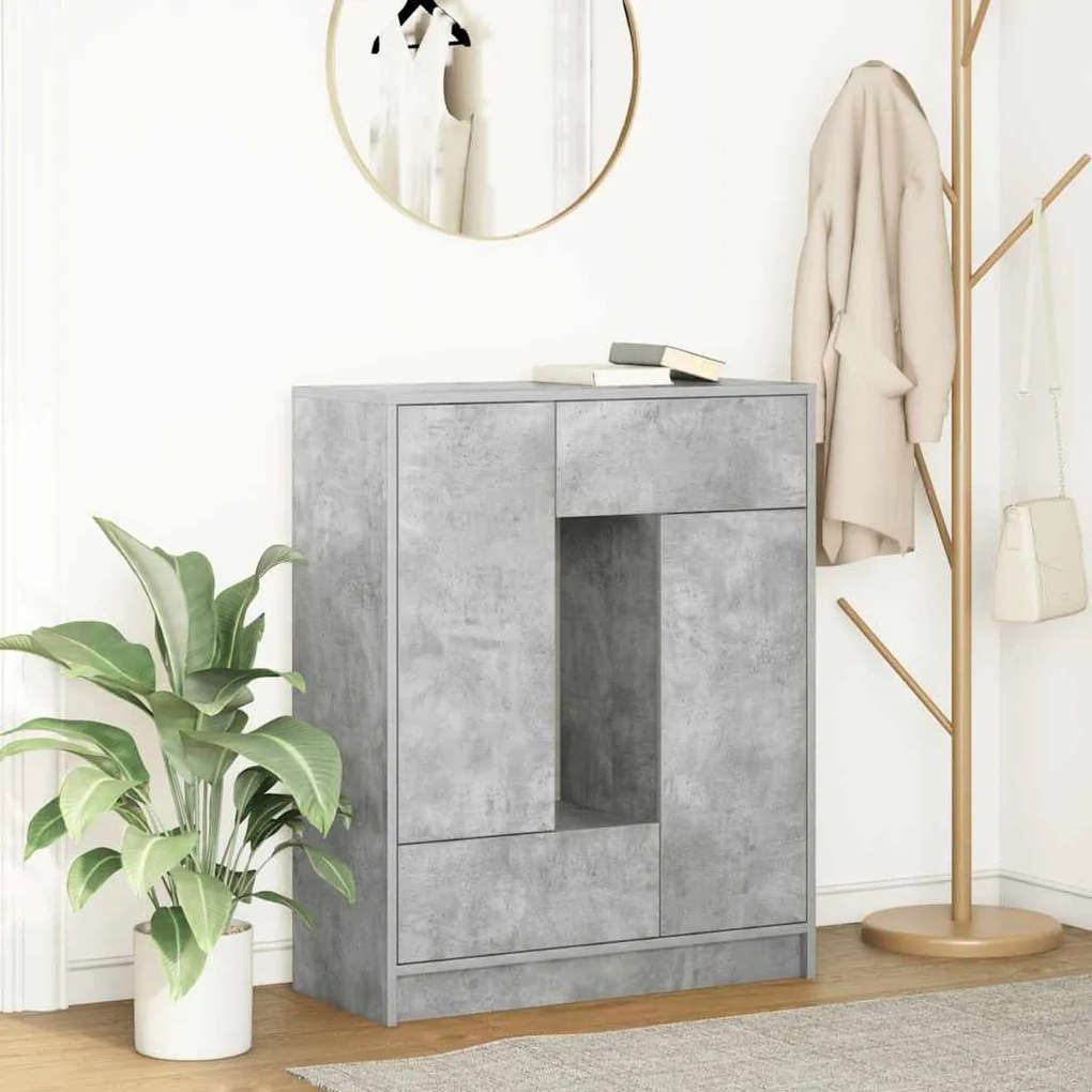 Credenza Con Cassetti E Ante Grigio Cemento 73x31x90 Cm /