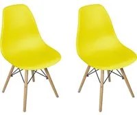 Sedia in plastica gialla con gamba, piede in legno (2 pz) - Colore: Giallo - SD16NOPL