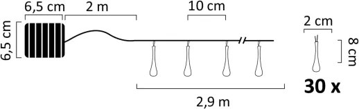 Catena LED solare ICE 30xLED/1,2V 300 mAh IP44