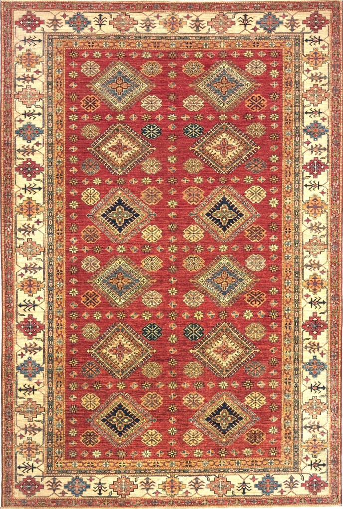 Kazak Tappeto 300x200 Rosso (Pakistan) Annodato A Mano