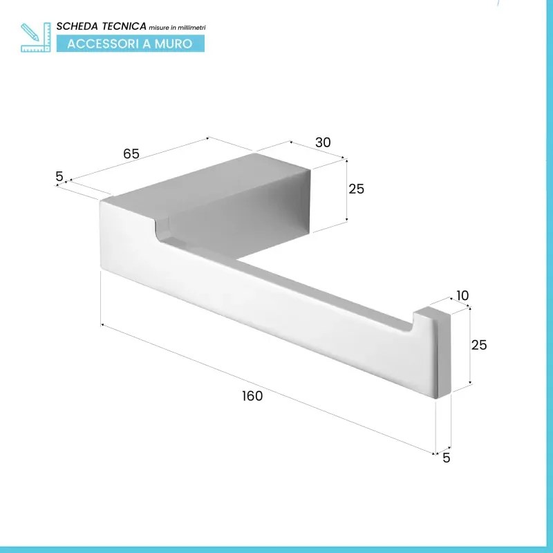 Set con appendino, porta rotolo e porta salviette a muro argento Sky