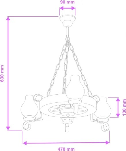 Brilagi - Lampadario a sospensione con catena ROATA 3xE14/40W/230V faggio/noce