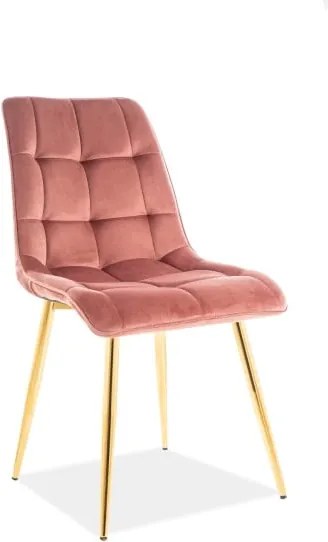 Sedia chic in velluto rosa/oro Blu52