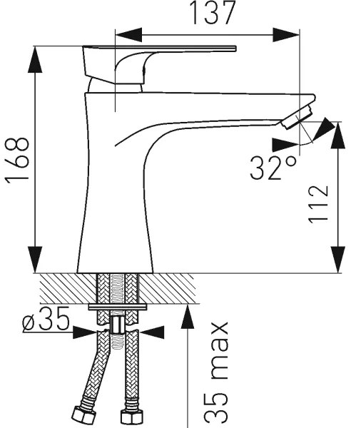 FERRO - Miscelatore per lavabo + piletta ALGEO SQUARE cromo lucido