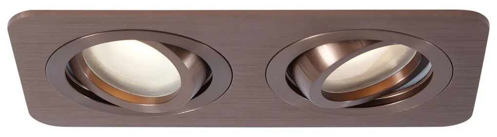 Set di 6 faretti da incasso arrotondati bronzo scuro GU10 50mm orientabili e inclinabili IP44 2 luci - Alberto