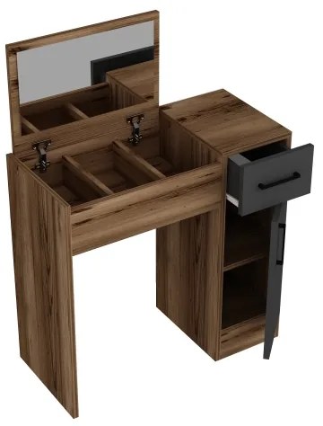 Tavolino da toilette INCI 108,8x77 cm noce/nero