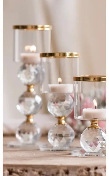 Set da 3 portacandele dorati