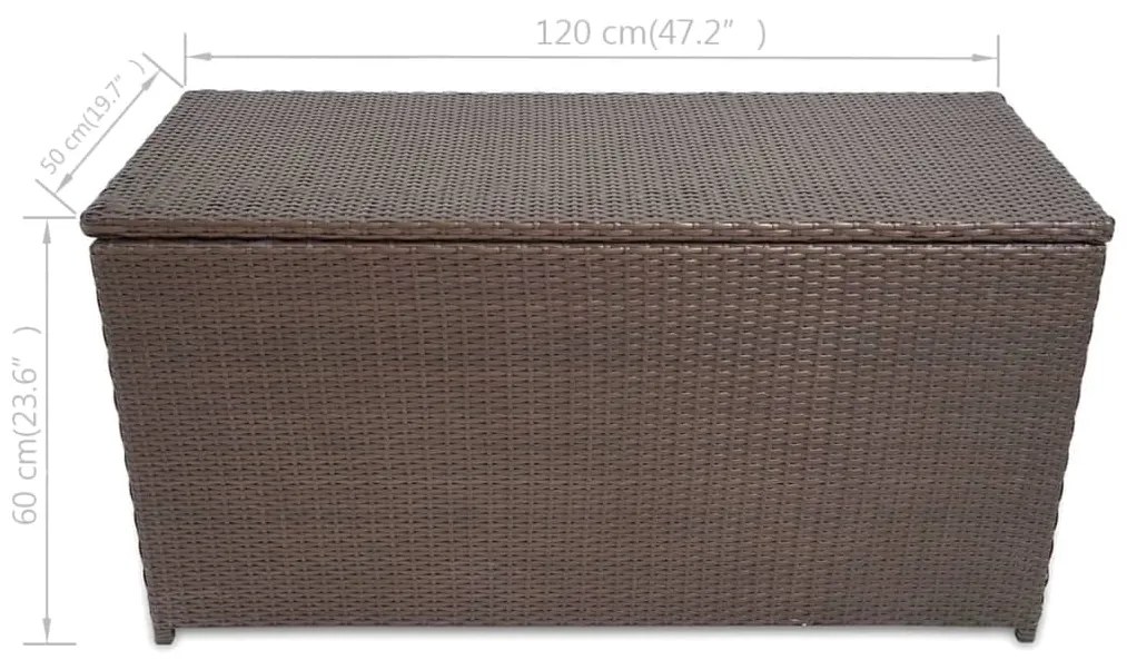 Baule da giardino marrone 120x50x60 cm in polyrattan