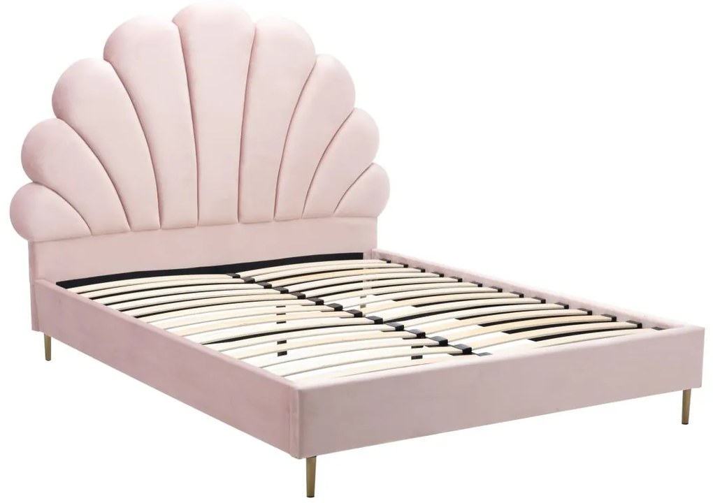 Letto conchiglia 140 x 190 cm Velluto Rosa - LIVAYA