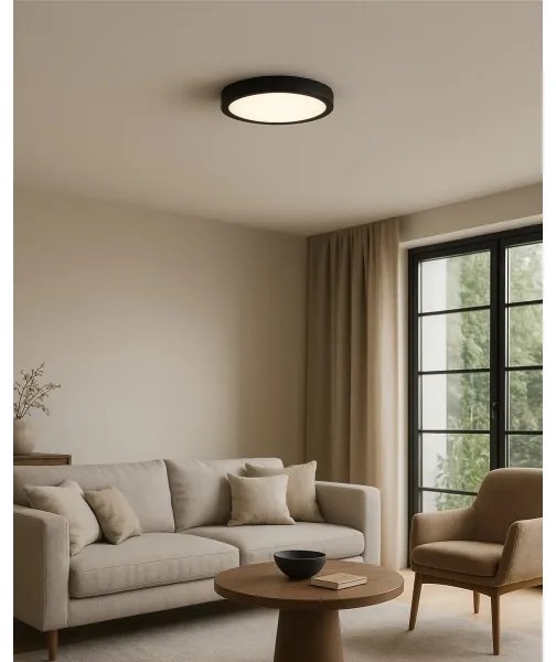 Plafoniera LED/18W/230V 3000/4000/6500K Ø 23 cm nera