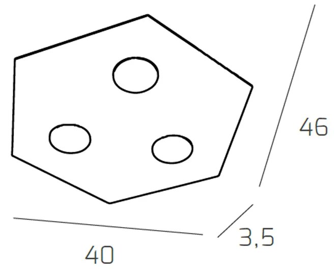 Plafoniera Moderna Esagonale Hexagon Metallo Foglia Rame 3 Luci Led 12X3W