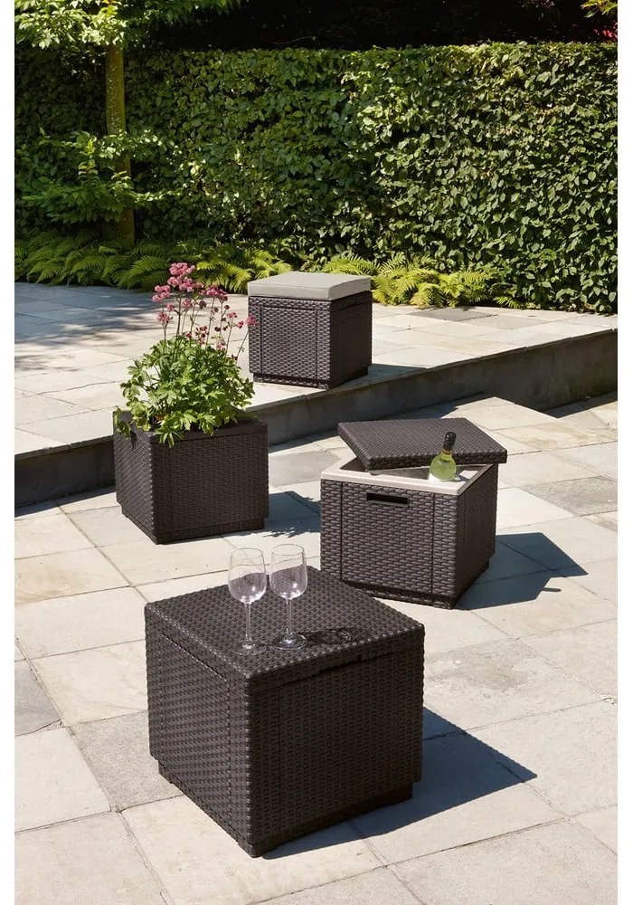 Sgabello da giardino marrone scuro Cube - Keter