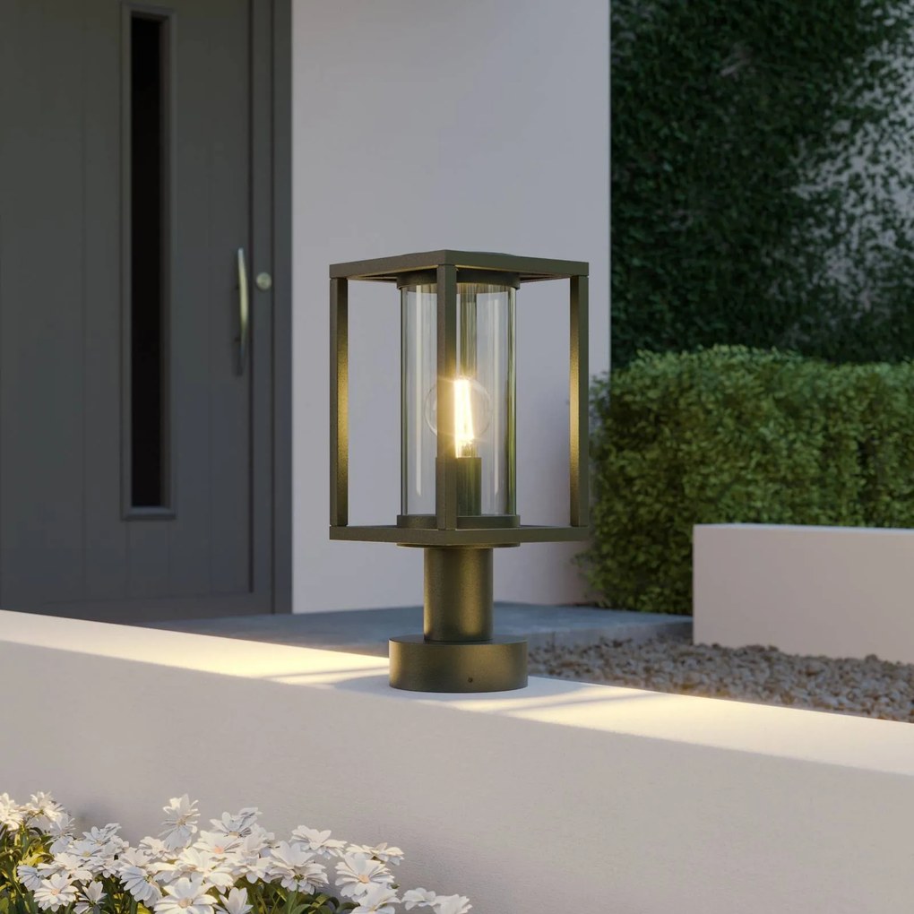 Lampione da giardino Ferda Lucande, dimmerabile, Nero, Alluminio, Moderno, Lampada da esterni
