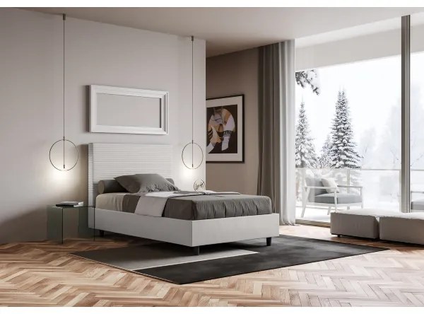 Letto senza rete imbottito 140x200 similpelle bianco Focus