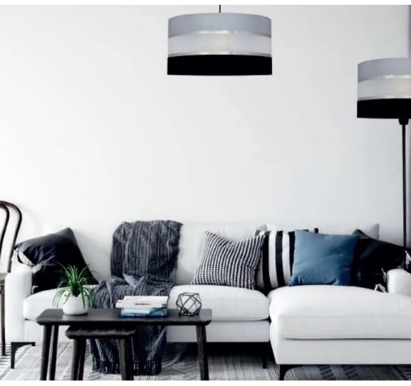 Lampadario a sospensione con supporto rigido HELEN 3xE27/15W/230V nero/grigio/cromo lucido