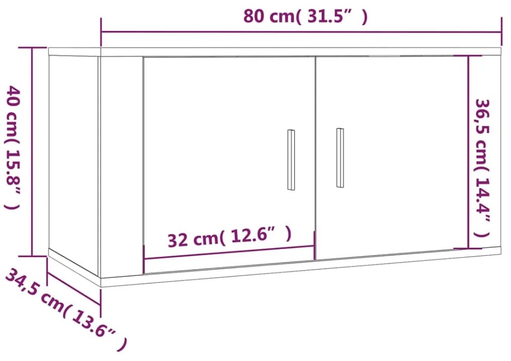 Mobili Porta TV a Parete 2 pz Grigio Cemento 80x34,5x40 cm