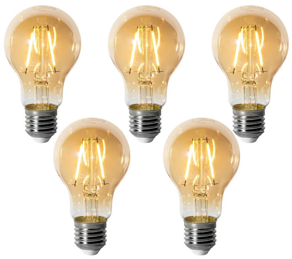 Set di 5 lampadine LED E27 dimmerabili A60 oro 3W 310 lm 2200K