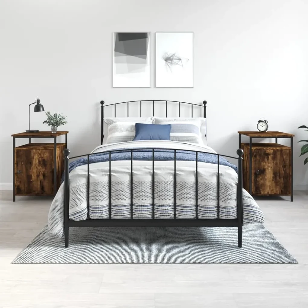 Comodini 2 pz rovere fumo 40x42x60 cm in legno multistrato