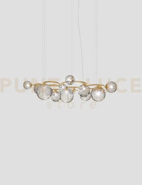 Puppet ring sospensione 15 fume' trasparente oro satinato 15 luci a...