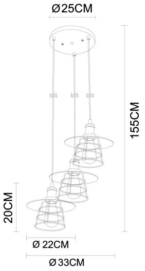 Globo 15086-3H - Lampadario VIEJO 3xE27/60W/230V
