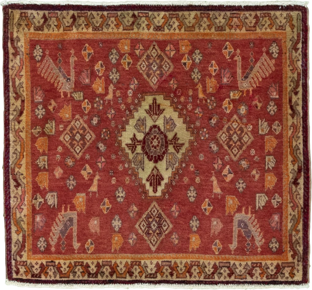 Shiraz Tappeto persiano 60 x 70 Rosso (Iran) Annodato A Mano