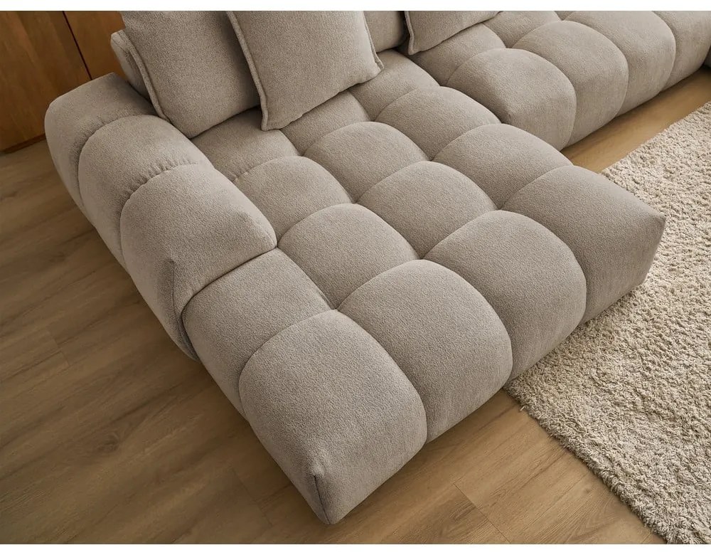 Divano angolare grigio tortora allungabile e con contenitore (penisola a destra/a U) con rivestimento in ciniglia Everest – Bobochic Paris