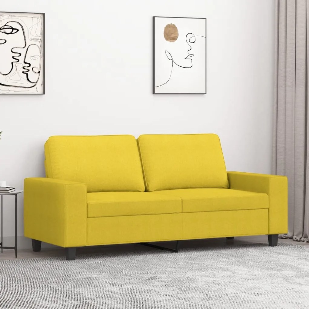 Divano A 2 Posti Giallo Chiaro 140 Cm İn Tessuto /