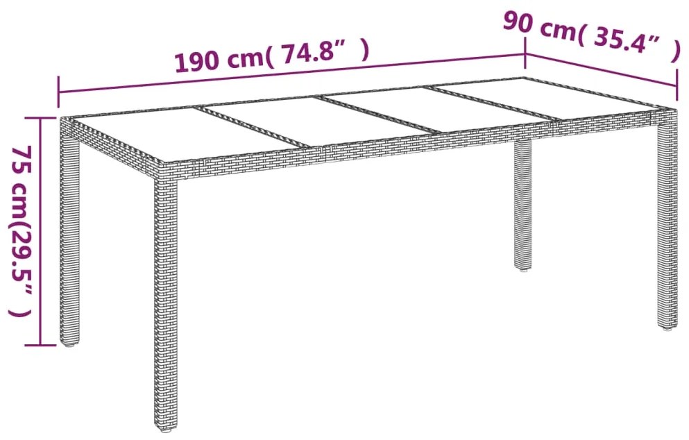 Set da Pranzo da Giardino 7 pz con Cuscini in Polyrattan Grigio