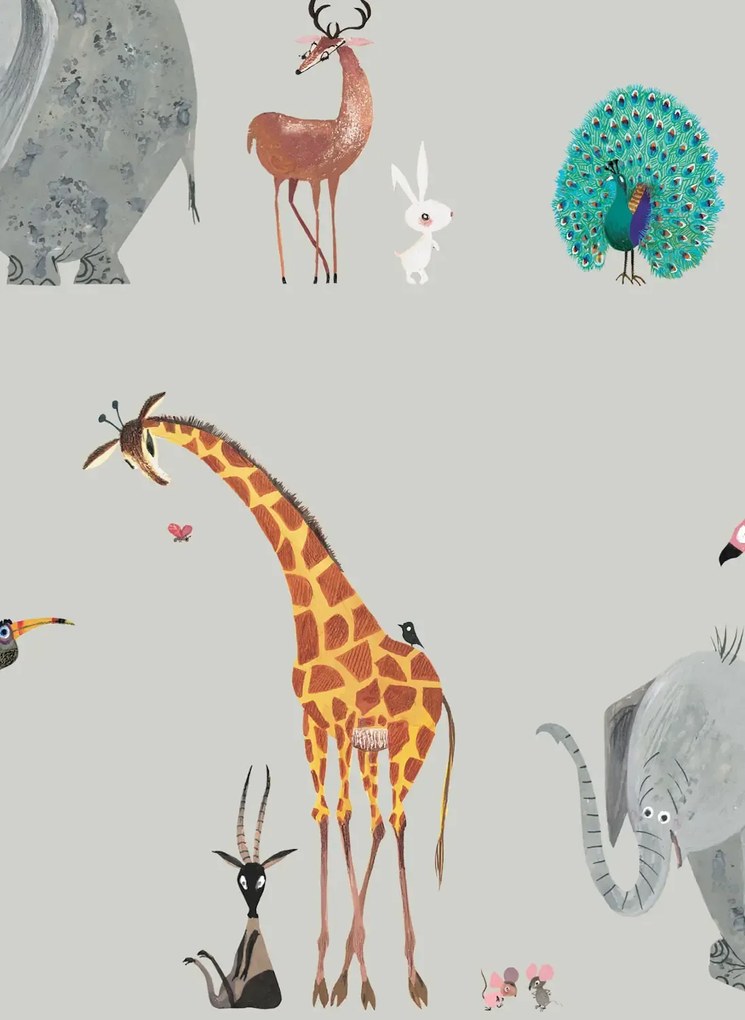 KEK Amsterdam Carta da parati Animal Mix - Grijs