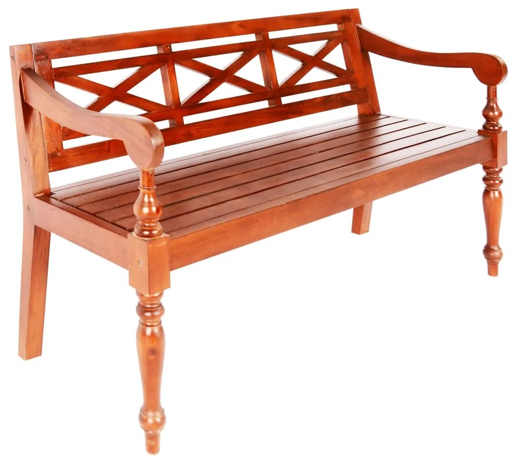 Panchina Batavia 136 Cm Legno Massello Di Mogano Marrone Scuro /