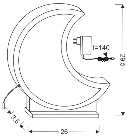 Lampada da tavolo LED per bambini MOON LED/12W/230V grigia