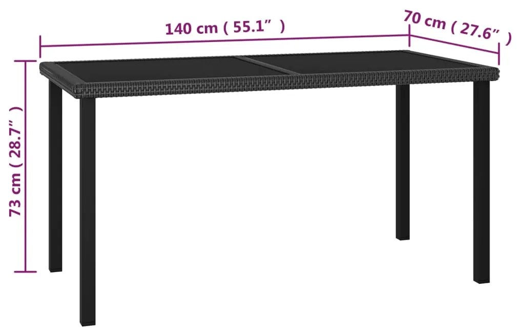 Set da Pranzo da Giardino 7 pz in Polyrattan Nero