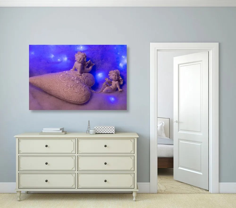 Quadro su tela – Angioletto con cuoricino