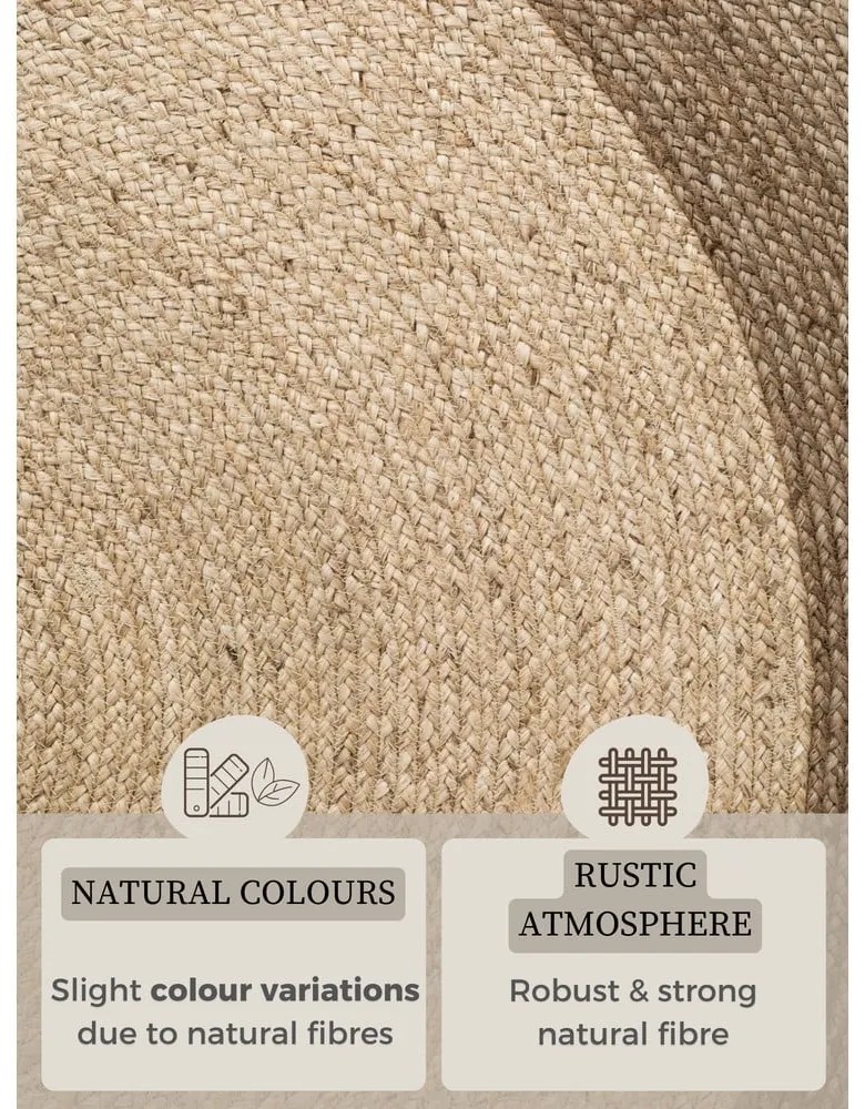 Tappeto rotondo greige in iuta reversibile e tessuto a mano ø 100 cm Jutta Greige – Hanse Home