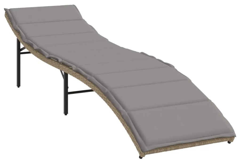 Lettini prendisole 2 pz con tavolino beige in polyrattan