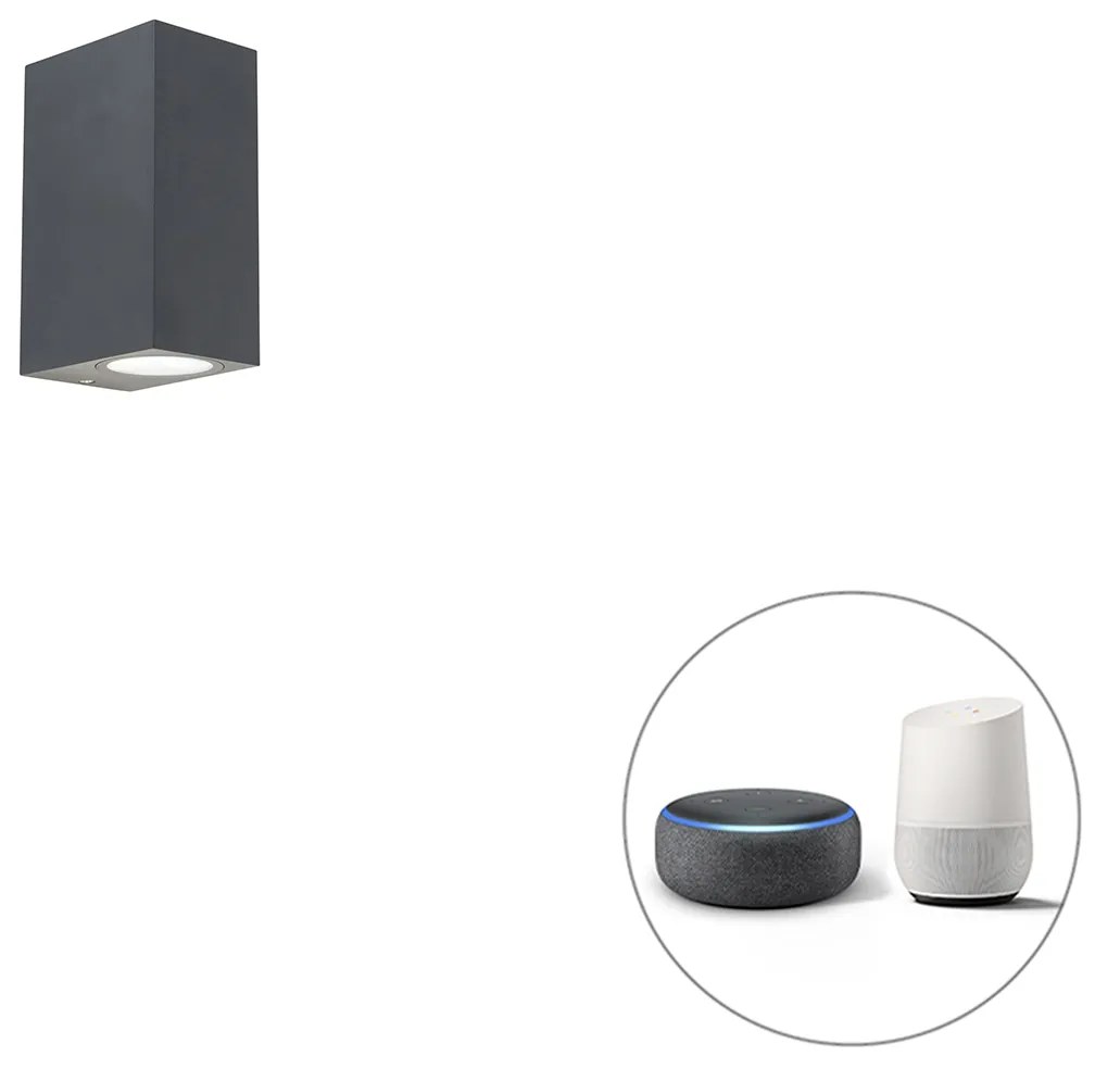 Lampada da parete intelligente grigio scuro IP44 incl. 2 WiFi GU10 - Baleno