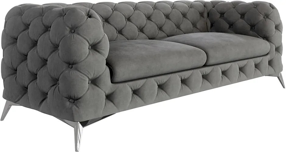 Divano grigio con rivestimento in velluto 225 cm Chelsea – Ropez
