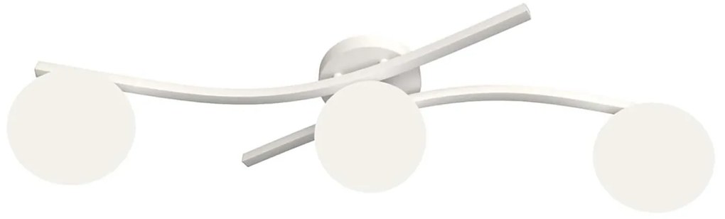 Plafoniera 3 Luci Hel In Accciaio Bianco E Sfere In Vetro Bianco