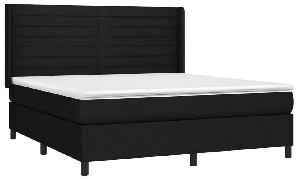 Letto a molle con materasso e led nero 160x200 cm in tessuto