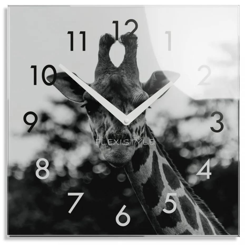 Orologio decorativo in vetro bianco e nero con motivo giraffa, 30 cm
